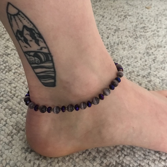Purple Beaded Anklet - Picture 1 of 3